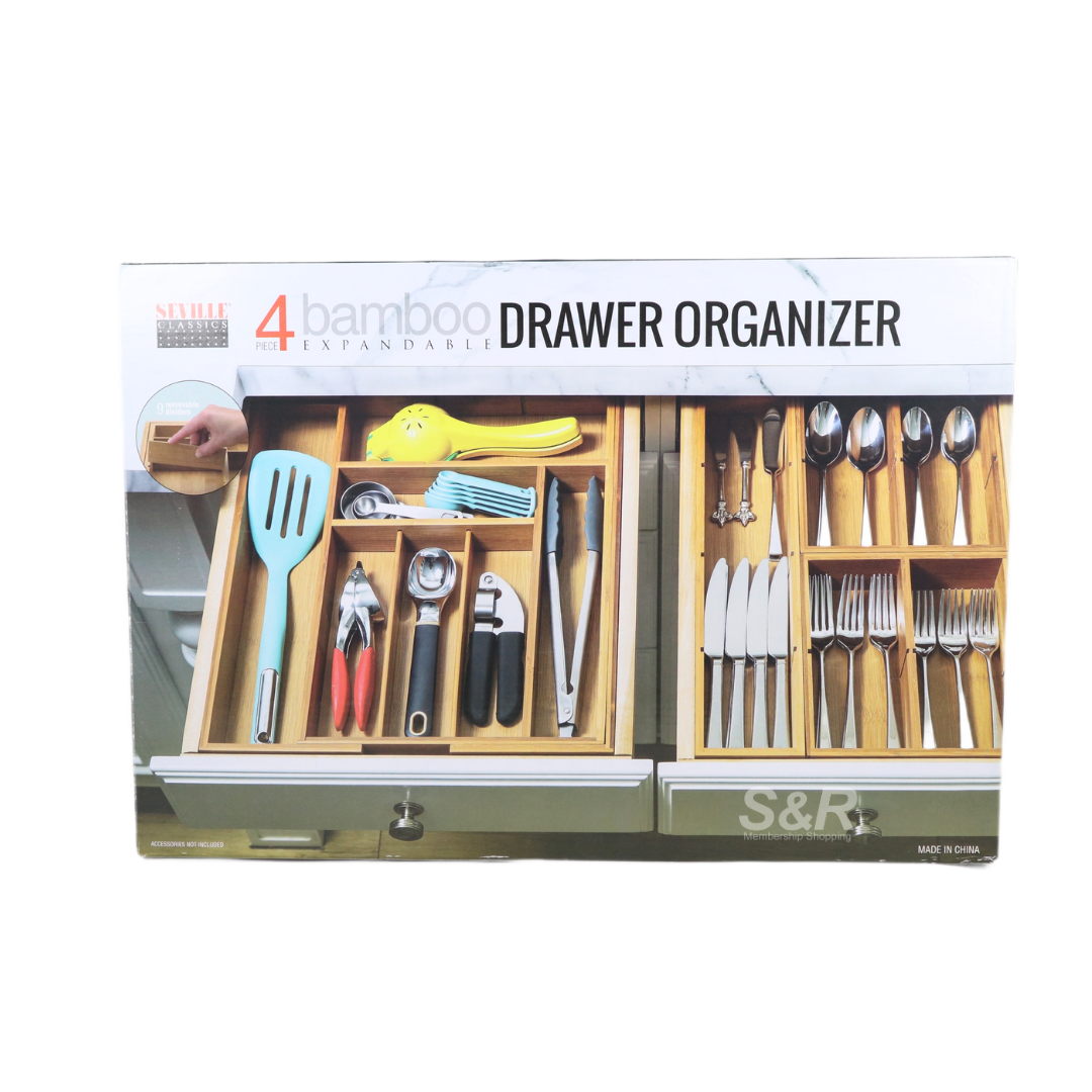 Seville 4-piece Bamboo Drawer Organizer